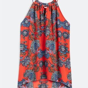 Collective Concepts Orange and Blue Floral Blouse